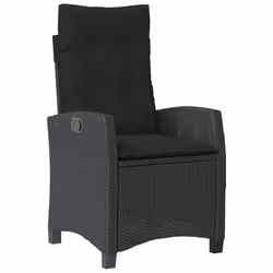 vidaXL Set da Pranzo da Giardino 5 pz Nero con Cuscini in Polyrattan - Vista aggiuntiva 3
