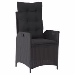 vidaXL Set da Pranzo da Giardino 7 pz Nero con Cuscini in Polyrattan - Vista aggiuntiva 3