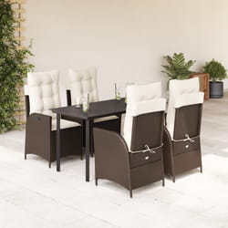 vidaXL Set da Pranzo da Giardino 5pz con Cuscini in Polyrattan Marrone