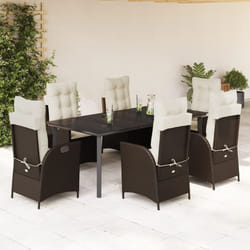 vidaXL Set da Pranzo da Giardino 7pz con Cuscini in Polyrattan Marrone