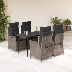 vidaXL Set da Pranzo da Giardino 5 pz con Cuscini in Polyrattan Grigio