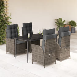 vidaXL Set da Pranzo da Giardino 5 pz con Cuscini in Polyrattan Grigio