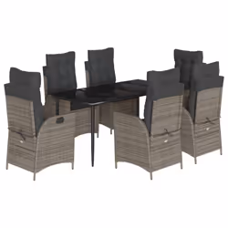 vidaXL Set da Pranzo da Giardino 7 pz con Cuscini in Polyrattan Grigio - Vista aggiuntiva 2