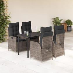 vidaXL Set da Pranzo da Giardino 5 pz con Cuscini in Polyrattan Grigio