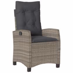 vidaXL Set da Pranzo da Giardino 5 pz con Cuscini in Polyrattan Grigio - Vista aggiuntiva 3