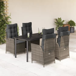 vidaXL Set da Pranzo da Giardino 5 pz con Cuscini in Polyrattan Grigio