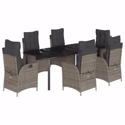 vidaXL Set da Pranzo da Giardino 7 pz con Cuscini in Polyrattan Grigio - Vista aggiuntiva 2