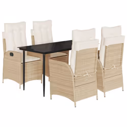 vidaXL Set da Pranzo da Giardino 5 pz con Cuscini Beige in Polyrattan - Vista aggiuntiva 2