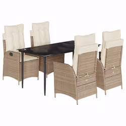 vidaXL Set da Pranzo da Giardino 5 pz con Cuscini Beige in Polyrattan - Vista aggiuntiva 2