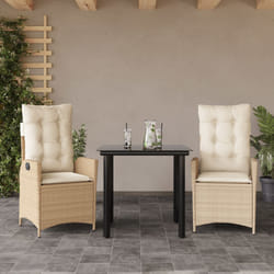 vidaXL Set da Pranzo da Giardino 3 pz con Cuscini Beige in Polyrattan