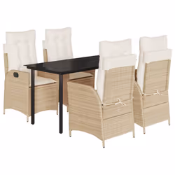 vidaXL Set da Pranzo da Giardino 5 pz con Cuscini Beige in Polyrattan - Vista aggiuntiva 2