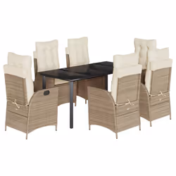 vidaXL Set da Pranzo da Giardino 7 pz con Cuscini Beige in Polyrattan - Vista aggiuntiva 2