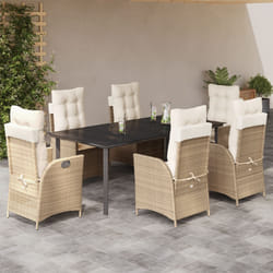 vidaXL Set da Pranzo da Giardino 7 pz con Cuscini Beige in Polyrattan