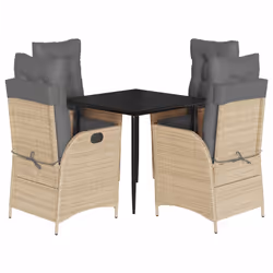 vidaXL Set da Pranzo da Giardino 5 pz con Cuscini Beige in Polyrattan - Vista aggiuntiva 2