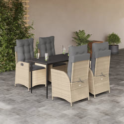 vidaXL Set da Pranzo da Giardino 5 pz con Cuscini Beige in Polyrattan
