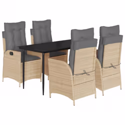 vidaXL Set da Pranzo da Giardino 5 pz con Cuscini Beige in Polyrattan - Vista aggiuntiva 2