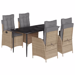 vidaXL Set da Pranzo da Giardino 5 pz con Cuscini Beige in Polyrattan - Vista aggiuntiva 2
