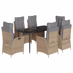 vidaXL Set da Pranzo da Giardino 7 pz con Cuscini Beige in Polyrattan - Vista aggiuntiva 2