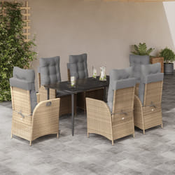 vidaXL Set da Pranzo da Giardino 7 pz con Cuscini Beige in Polyrattan