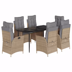 vidaXL Set da Pranzo da Giardino 7 pz con Cuscini Beige in Polyrattan - Vista aggiuntiva 2