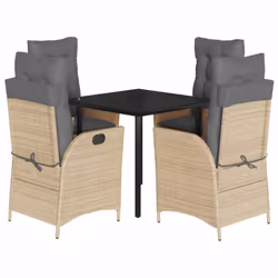 vidaXL Set da Pranzo da Giardino 5 pz con Cuscini Beige in Polyrattan - Vista aggiuntiva 2