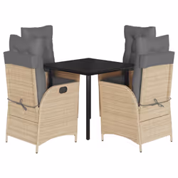 vidaXL Set da Pranzo da Giardino 5 pz con Cuscini Beige in Polyrattan - Vista aggiuntiva 2