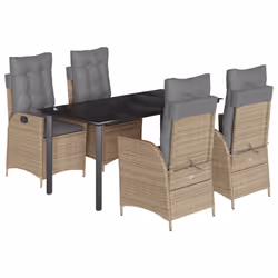 vidaXL Set da Pranzo da Giardino 5 pz con Cuscini Beige in Polyrattan - Vista aggiuntiva 2