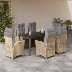 vidaXL Set da Pranzo da Giardino 7 pz con Cuscini Beige in Polyrattan