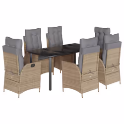 vidaXL Set da Pranzo da Giardino 7 pz con Cuscini Beige in Polyrattan - Vista aggiuntiva 2