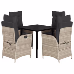 vidaXL Set Pranzo da Giardino 5pz con Cuscini Grigio Chiaro Polyrattan - Vista aggiuntiva 2