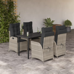 vidaXL Set Pranzo da Giardino 5pz con Cuscini Grigio Chiaro Polyrattan