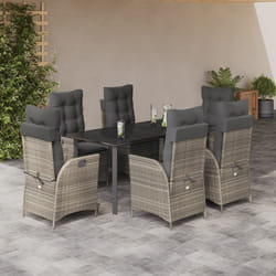 vidaXL Set da Pranzo da Giardino 7 pz Cuscini Polyrattan Grigio Chiaro