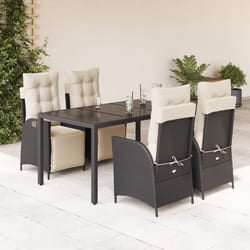 vidaXL Set da Pranzo da Giardino 5 pz Nero con Cuscini in Polyrattan
