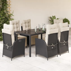 vidaXL Set da Pranzo da Giardino 7 pz Nero con Cuscini in Polyrattan