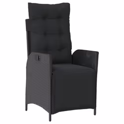 vidaXL Set da Pranzo da Giardino 7 pz Nero con Cuscini in Polyrattan - Vista aggiuntiva 3