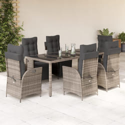 vidaXL Set da Pranzo da Giardino 9 pz con Cuscini in Polyrattan Grigio