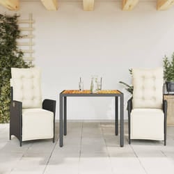 vidaXL Set da Pranzo da Giardino 3 pz con Cuscini Nero in Polyrattan