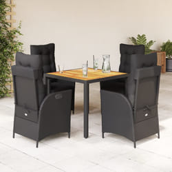 vidaXL Set da Pranzo da Giardino 5 pz Nero con Cuscini in Polyrattan