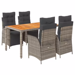 vidaXL Set da Pranzo da Giardino 5 pz con Cuscini in Polyrattan Grigio - Vista aggiuntiva 2