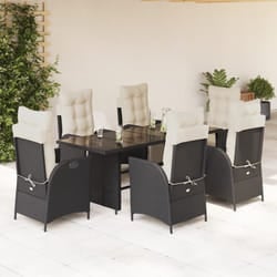 vidaXL Set da Pranzo da Giardino 7 pz Nero con Cuscini in Polyrattan