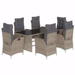 vidaXL Set da Pranzo da Giardino 7 pz con Cuscini in Polyrattan Grigio - Vista aggiuntiva 2