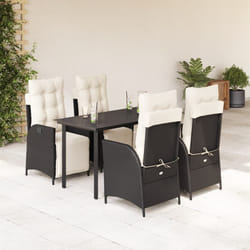 vidaXL Set da Pranzo da Giardino 5 pz Nero con Cuscini in Polyrattan