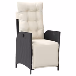 vidaXL Set da Pranzo da Giardino 7 pz Nero con Cuscini in Polyrattan - Vista aggiuntiva 3