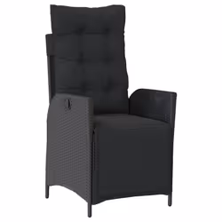 vidaXL Set da Pranzo da Giardino 5 pz Nero con Cuscini in Polyrattan - Vista aggiuntiva 3