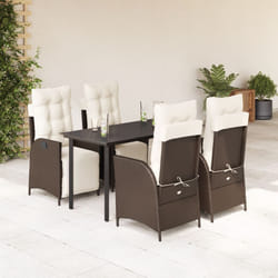 vidaXL Set da Pranzo da Giardino 5pz con Cuscini in Polyrattan Marrone