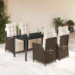 vidaXL Set da Pranzo da Giardino 5pz con Cuscini in Polyrattan Marrone