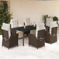 vidaXL Set da Pranzo da Giardino 7pz con Cuscini in Polyrattan Marrone