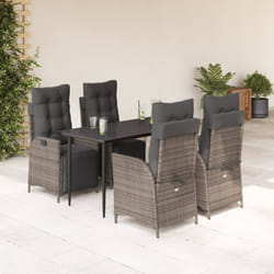 vidaXL Set da Pranzo da Giardino 5 pz con Cuscini in Polyrattan Grigio