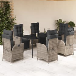 vidaXL Set da Pranzo da Giardino 7 pz con Cuscini in Polyrattan Grigio
