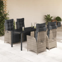 vidaXL Set da Pranzo da Giardino 5 pz con Cuscini in Polyrattan Grigio